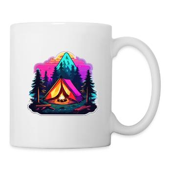 Forêt / Sauvage / Tente / Sauvage / Arbres / Vie - Mug blanc - blanc - Droite