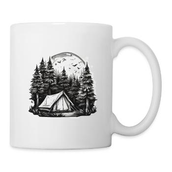 Forêt / Sauvage / Tente / Sauvage / Arbres / Vie - Mug blanc - blanc - Droite