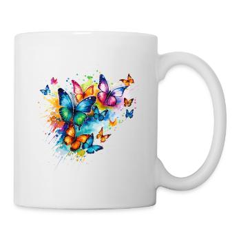 Papillons Coloré Coloré Belle Art Nature - Mug blanc - blanc - Droite