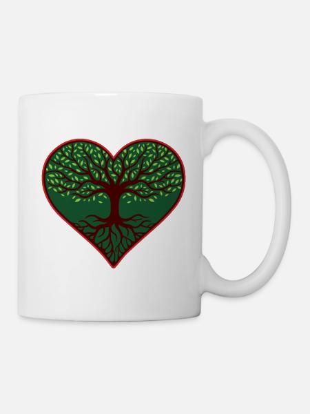 Arbre de vie en forme de cœur - Mug blanc - blanc