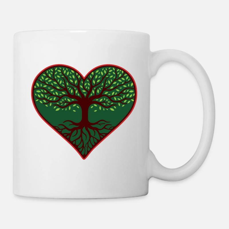 Herzbaum des Lebens - Tasse - Weiß