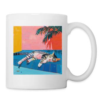 Katze, katzenmotiv, popart, geschenk, geschenkidee - Tasse - Weiß - Rechts