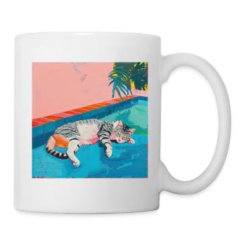 Chat, motif chat, pop art, cadeau, idée cadeau - Mug blanc - blanc - Droite