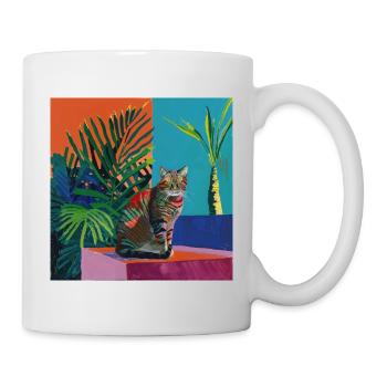 Chat, motif chat, pop art, cadeau, idée cadeau - Mug blanc - blanc - Droite