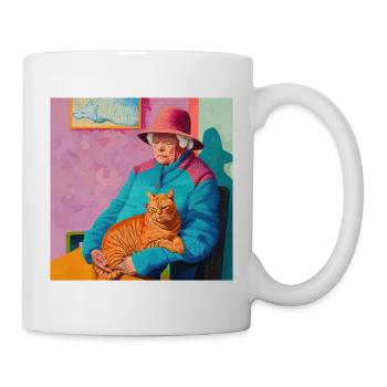Katze, katzenmotiv, popart, geschenk, geschenkidee - Tasse - Weiß - Rechts