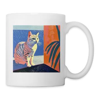 Katze, katzenmotiv, popart, geschenk, geschenkidee - Tasse - Weiß - Rechts