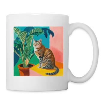 Katze, katzenmotiv, popart, geschenk, geschenkidee - Tasse - Weiß - Rechts