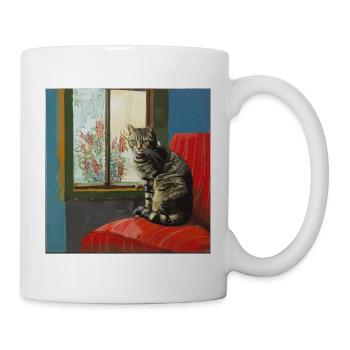 Katze, katzenmotiv, popart, geschenk, geschenkidee - Tasse - Weiß - Rechts