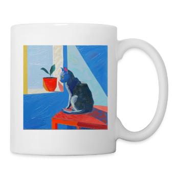 Katze, katzenmotiv, popart, geschenk, geschenkidee - Tasse - Weiß - Rechts