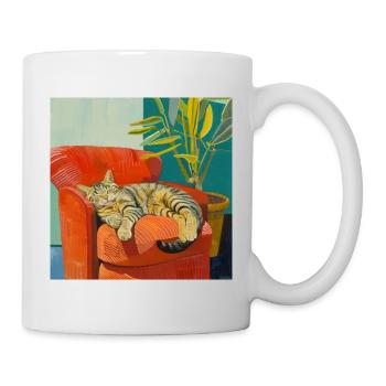 Chat, motif chat, pop art, cadeau, idée cadeau - Mug blanc - blanc - Droite