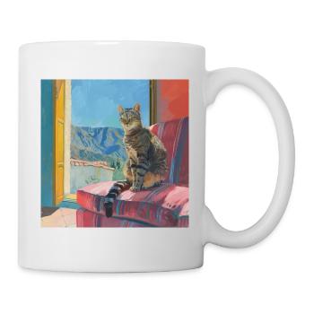 Chat, motif chat, pop art, cadeau, idée cadeau - Mug blanc - blanc - Droite