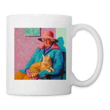 Katze, katzenmotiv, popart, geschenk, geschenkidee - Tasse - Weiß - Rechts
