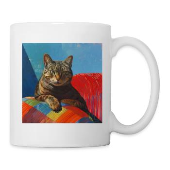 Katze, katzenmotiv, popart, geschenk, geschenkidee - Tasse - Weiß - Rechts