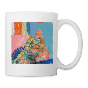 Katze, katzenmotiv, popart, geschenk, geschenkidee - Tasse - Weiß - Rechts