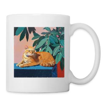 Katze, katzenmotiv, popart, geschenk, geschenkidee - Tasse - Weiß - Rechts