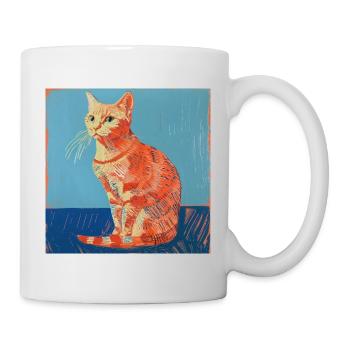 Katze, katzenmotiv, popart, geschenk, geschenkidee - Tasse - Weiß - Rechts