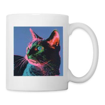Katze, katzenmotiv, popart, geschenk, geschenkidee - Tasse - Weiß - Rechts