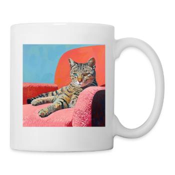 Katze, katzenmotiv, popart, geschenk, geschenkidee - Tasse - Weiß - Rechts