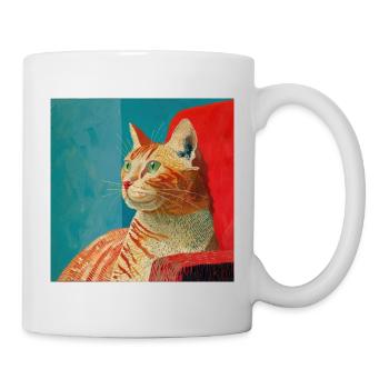 Katze, katzenmotiv, popart, geschenk, geschenkidee - Tasse - Weiß - Rechts
