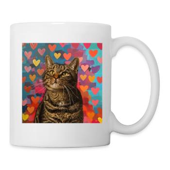 Katze, katzenmotiv, popart, geschenk, geschenkidee - Tasse - Weiß - Rechts