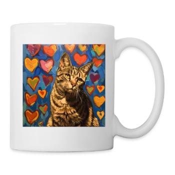Katze, katzenmotiv, popart, geschenk, geschenkidee - Tasse - Weiß - Rechts