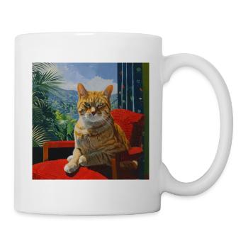 Katze, katzenmotiv, popart, geschenk, geschenkidee - Tasse - Weiß - Rechts