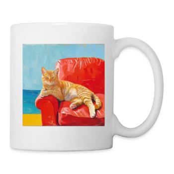 Katze, katzenmotiv, popart, geschenk, geschenkidee - Tasse - Weiß - Rechts