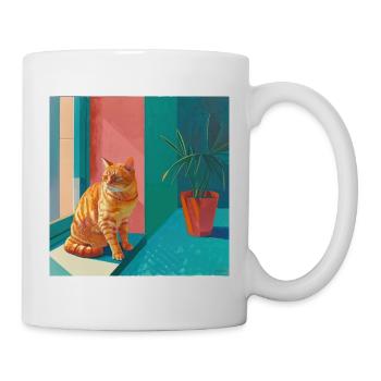 Chat, motif chat, pop art, cadeau, idée cadeau - Mug blanc - blanc - Droite
