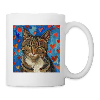 Katze, katzenmotiv, popart, geschenk, geschenkidee - Tasse - Weiß - Rechts