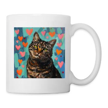 Katze, katzenmotiv, popart, geschenk, geschenkidee - Tasse - Weiß - Rechts