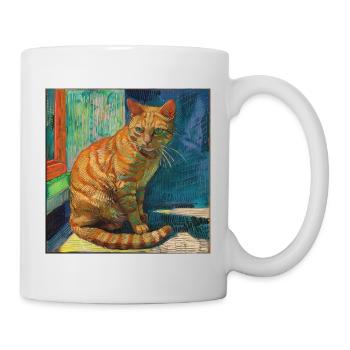 Katze, katzenmotiv, popart, geschenk, geschenkidee - Tasse - Weiß - Rechts