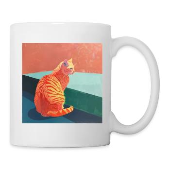 Katze, katzenmotiv, popart, geschenk, geschenkidee - Tasse - Weiß - Rechts