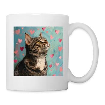 Katze, katzenmotiv, popart, geschenk, geschenkidee - Tasse - Weiß - Rechts