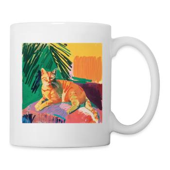 Katze, katzenmotiv, popart, geschenk, geschenkidee - Tasse - Weiß - Rechts