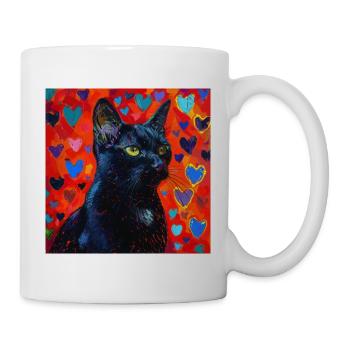 Katze, katzenmotiv, popart, geschenk, geschenkidee - Tasse - Weiß - Rechts