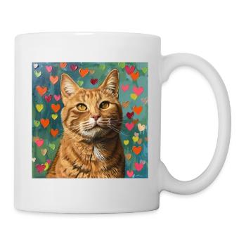 Katze, katzenmotiv, popart, geschenk, geschenkidee - Tasse - Weiß - Rechts