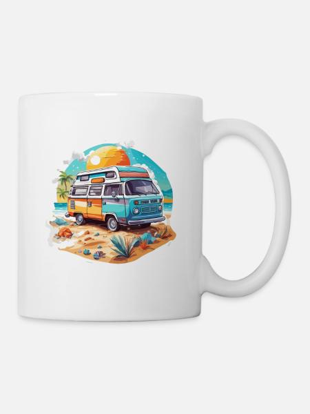 Camping-car / Camping-car / camping / Roadtrip / Voyage - Mug blanc - blanc