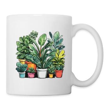 Zimmerpflanze / Topfpflanze / Dekoration / Topf - Tasse - Weiß - Rechts