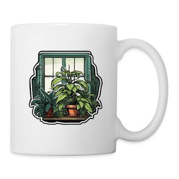 Zimmerpflanze / Topfpflanze / Dekoration / Topf - Tasse - Weiß - Rechts
