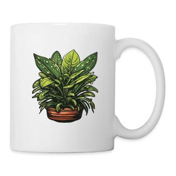 Zimmerpflanze / Topfpflanze / Dekoration / Topf - Tasse - Weiß - Rechts