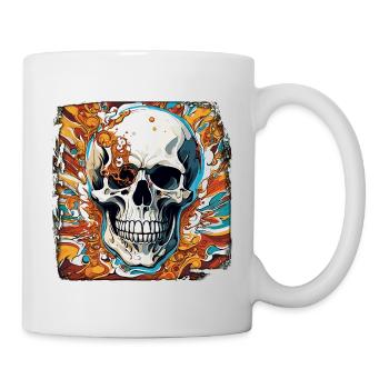 Skull / Totenkopf / Skelett / Gothic / Tattoo - Tasse - Weiß - Rechts