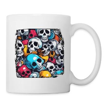 Crâne / Crâne / Squelette / Gothique / Tatouage - Mug blanc - blanc - Droite