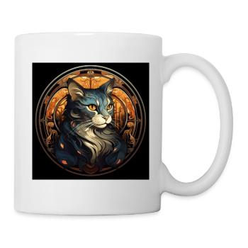 Katze, katzenmotiv, vintage, geschenk - Tasse - Weiß - Rechts