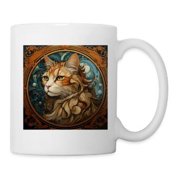 Katze, katzenmotiv, vintage, geschenk - Tasse - Weiß - Rechts