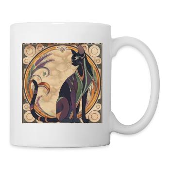 Katze, katzenmotiv, vintage, geschenk - Tasse - Weiß - Rechts