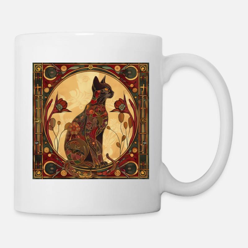 Chat, motif de chat, vintage, cadeau - Mug blanc - blanc
