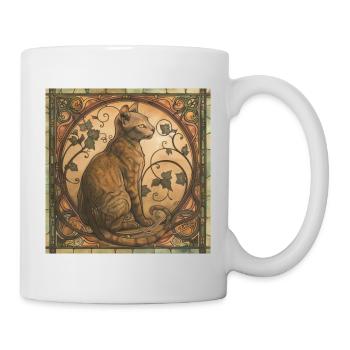 Katze, katzenmotiv, vintage, geschenk - Tasse - Weiß - Rechts