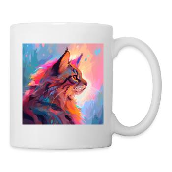 Katze, katzenmotiv, anime, geschenk, geschenkideen - Tasse - Weiß - Rechts