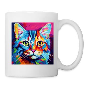 Chat, motif chat, pop art, cadeau, idée cadeau - Mug blanc - blanc - Droite