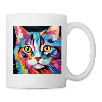 Chat, motif chat, pop art, cadeau, idée cadeau - Mug blanc - blanc - Droite